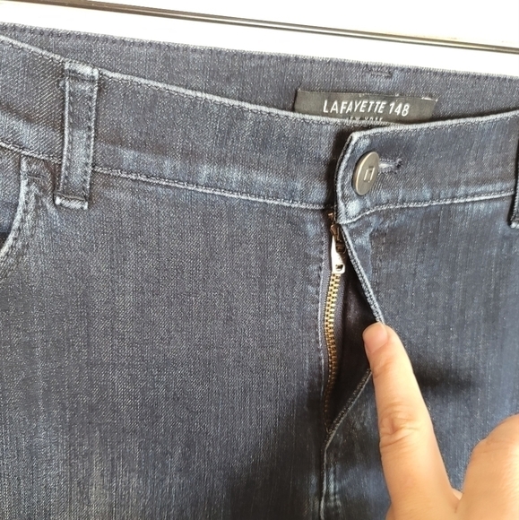 LAFAYETTE 148 NEW YORK DARK BLUE BOOT CUT JEANS, SZ 4 - Picture 5 of 10